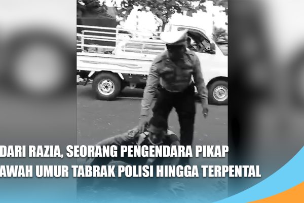 Hindari Razia, Seorang Pengendara Pikap Dibawah Umur Tabrak Polisi hingga Terpental